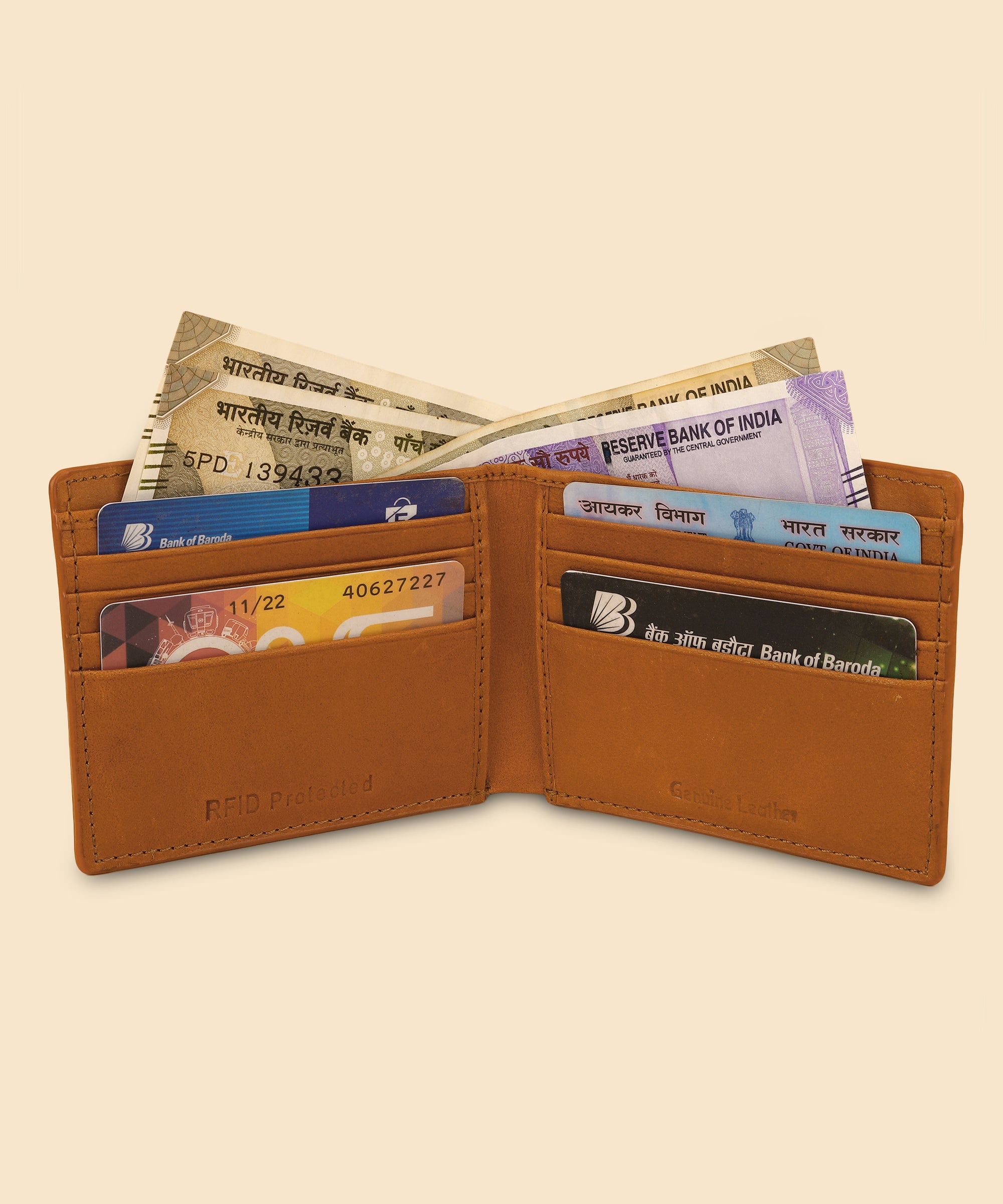 Brown Leather Belt, Wallet & Keychain Combo