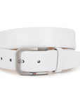 GIL White Feather-Edge Men's Leather Belt | Wrinkle-free