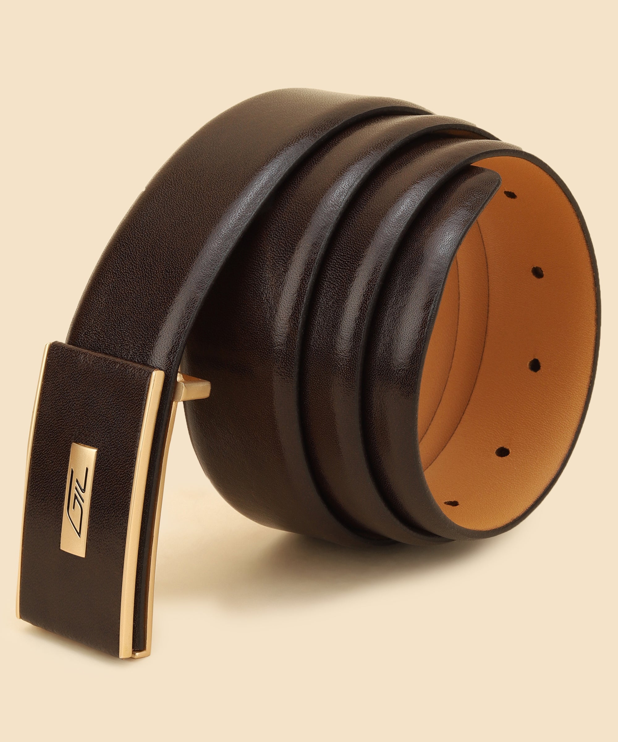 Brown Leather Belt, Wallet & Keychain Combo