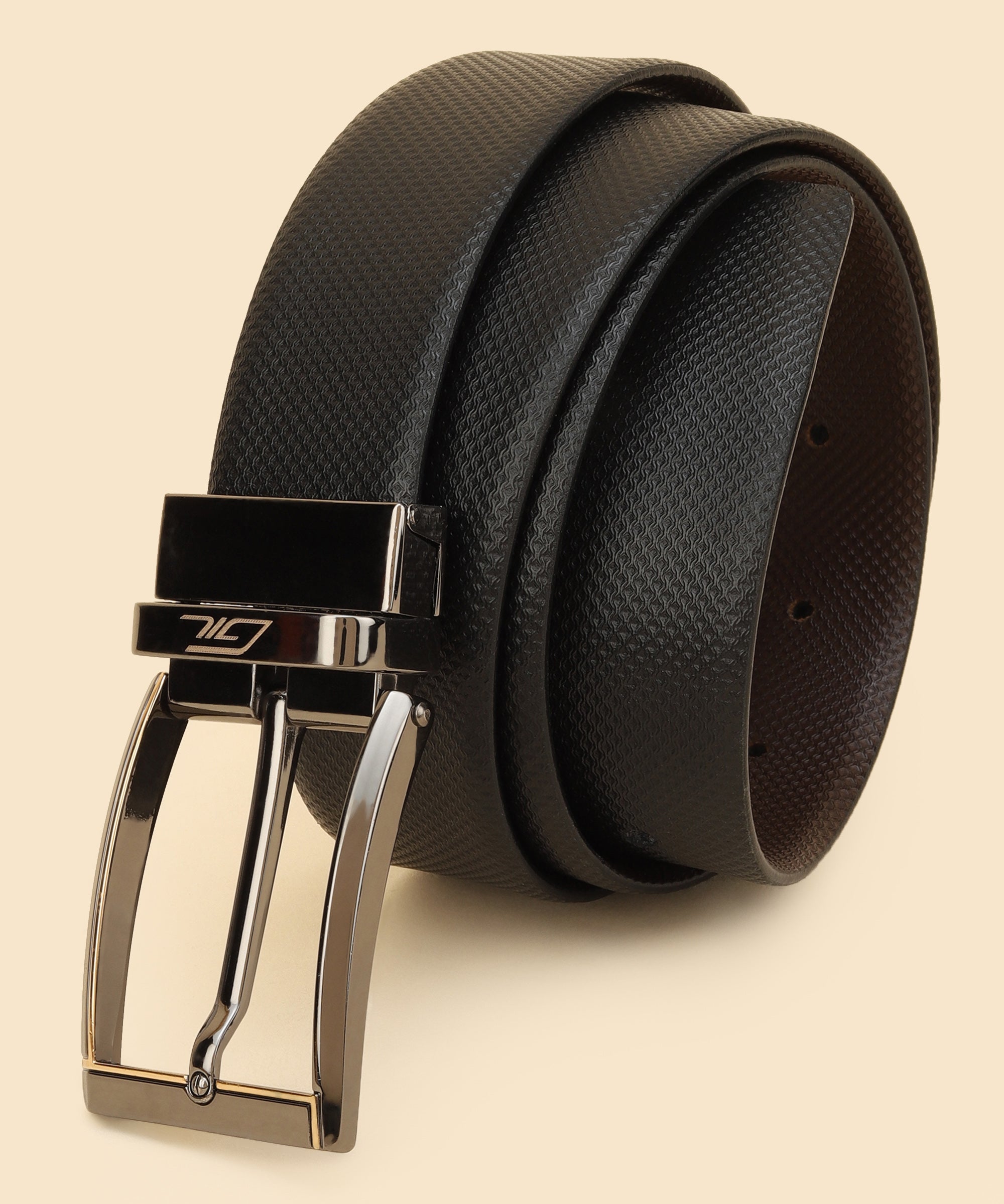 Black Leather Belt, Wallet & Keychain Combo