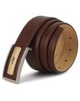 Signature Profile Men's Leather Belt | Wrinkle-free | Matte Silver Buckle