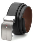 GIL Men's Reversible Auto-lock Leather Belt | Saffiano Wrinkle-free Leather