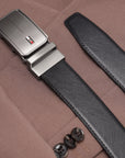 GIL Men's Reversible Auto-lock Leather Belt | Saffiano Wrinkle-free Leather