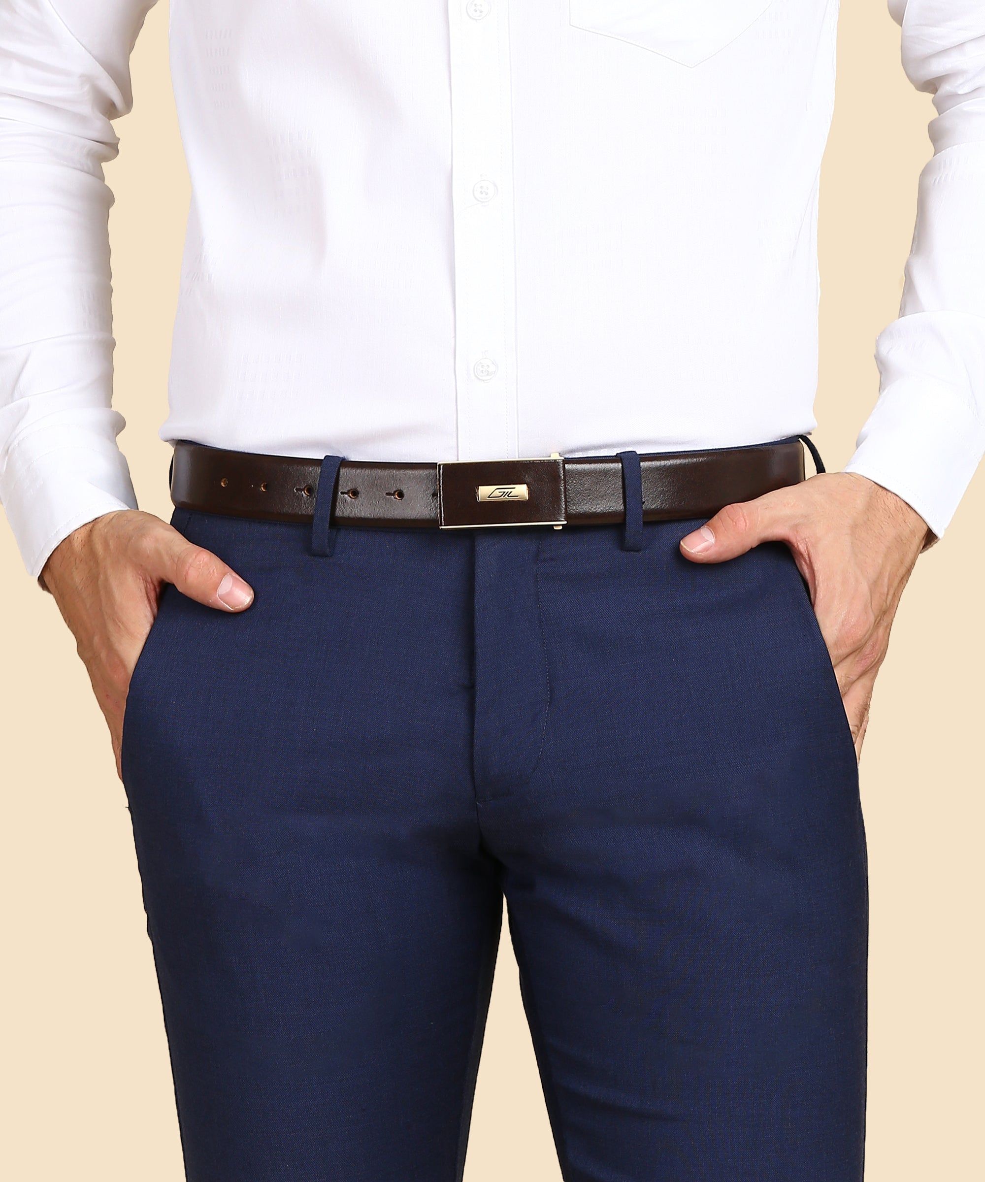 Brown Leather Belt, Wallet & Keychain Combo