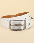 GIL White Feather-Edge Men's Leather Belt | Wrinkle-free