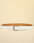 GIL White Feather-Edge Men's Leather Belt | Wrinkle-free