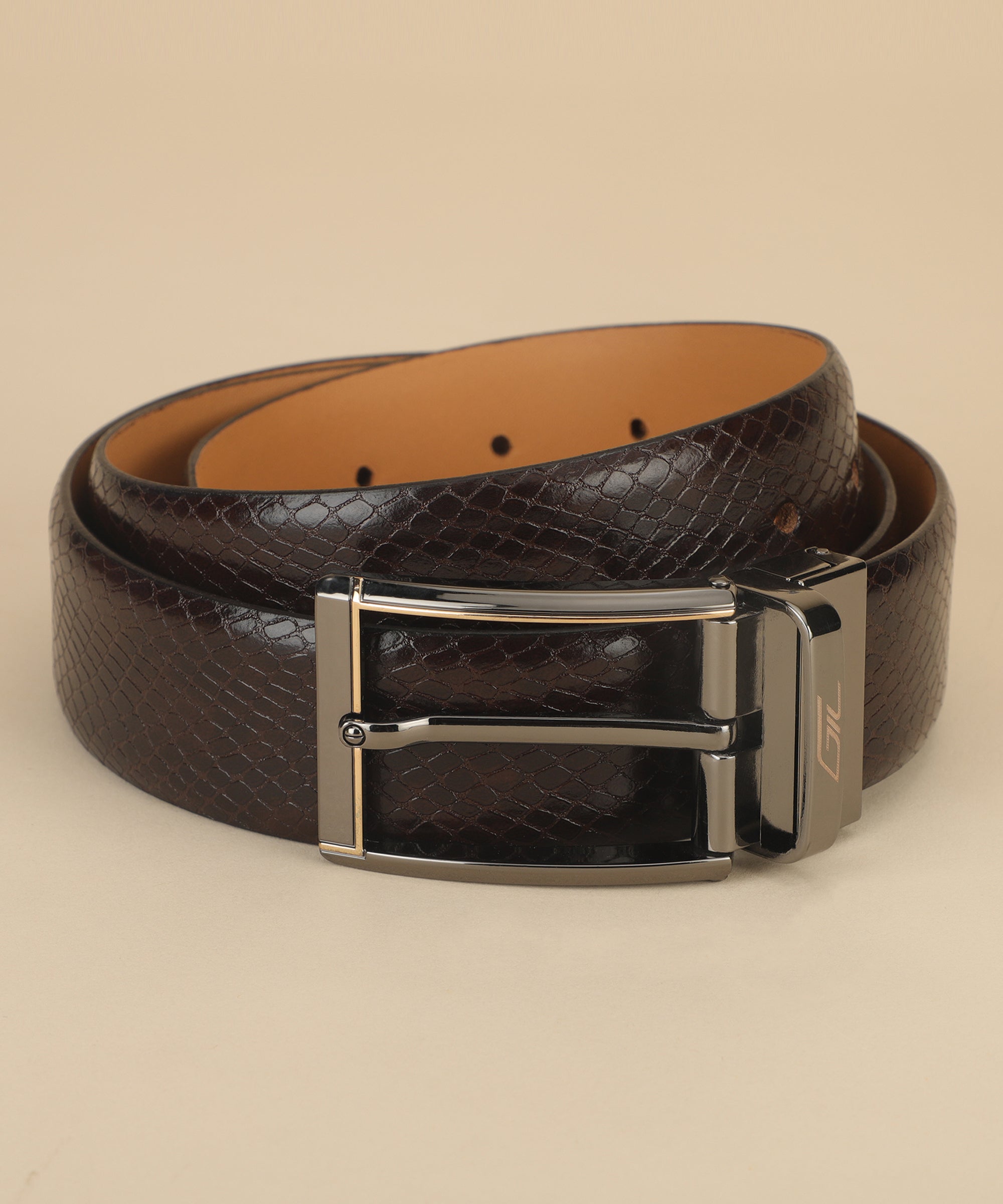 Tan Leather Belt, Wallet & Keychain Combo