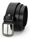 GIL Casual Men's Full-Grain Leather Belt with Antique Buckle | Waxy Marble