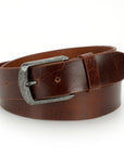 GIL Casual Men's Full-Grain Leather Belt with Antique Buckle | Waxy Marble