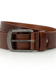 GIL Casual Men's Full-Grain Leather Belt with Antique Buckle | Waxy Marble
