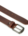 GIL Casual Men's Full-Grain Leather Belt with Antique Buckle | Waxy Marble
