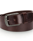 GIL Casual Men's Full-Grain Leather Belt with Antique Buckle | Waxy Marble