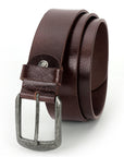 GIL Casual Men's Full-Grain Leather Belt with Antique Buckle | Waxy Marble