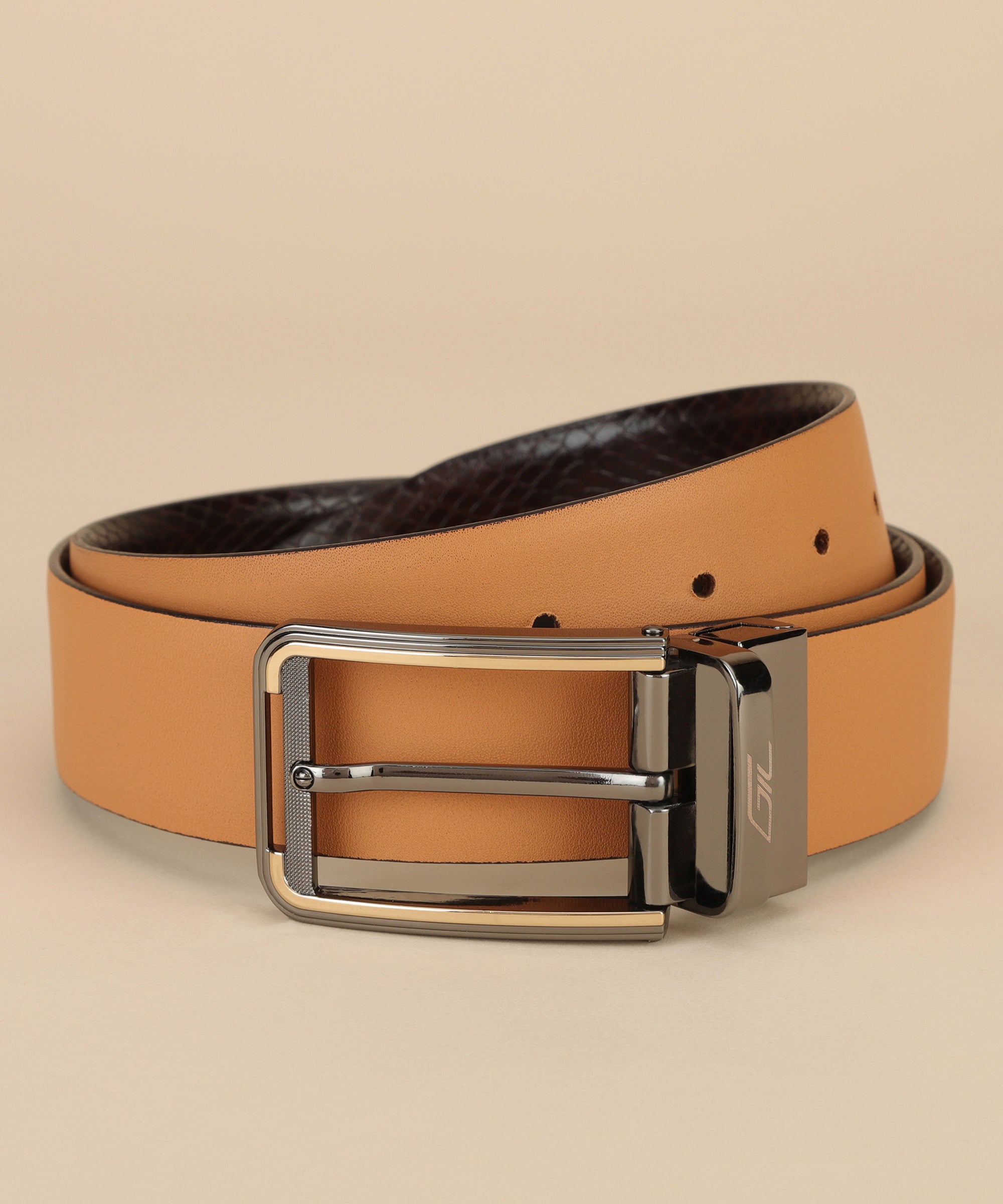 Tan Leather Belt, Wallet & Keychain Combo