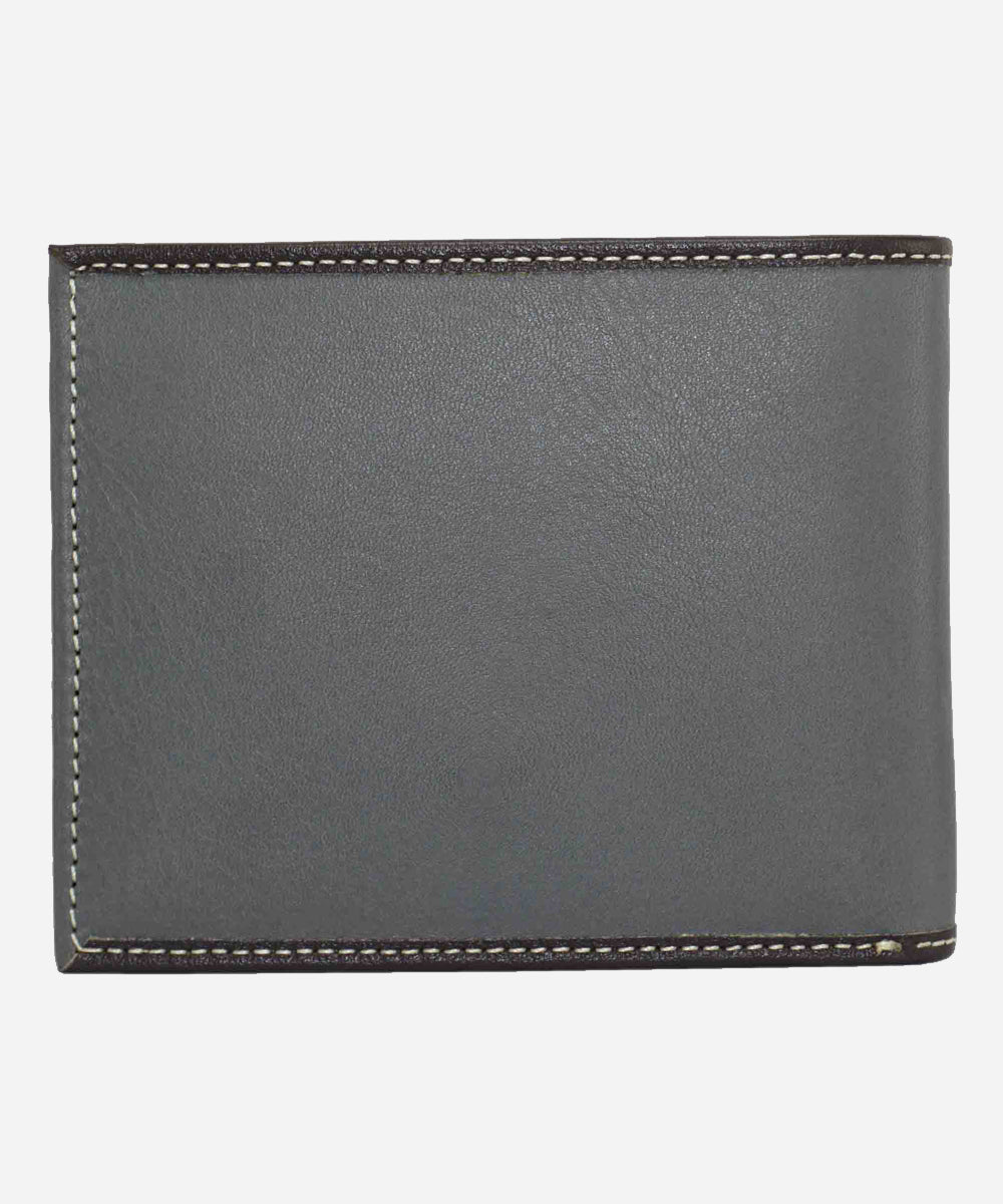 Grey Color Bifold Genuine Leather Wallet