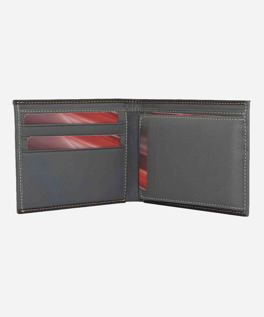 Grey Color Bifold Genuine Leather Wallet