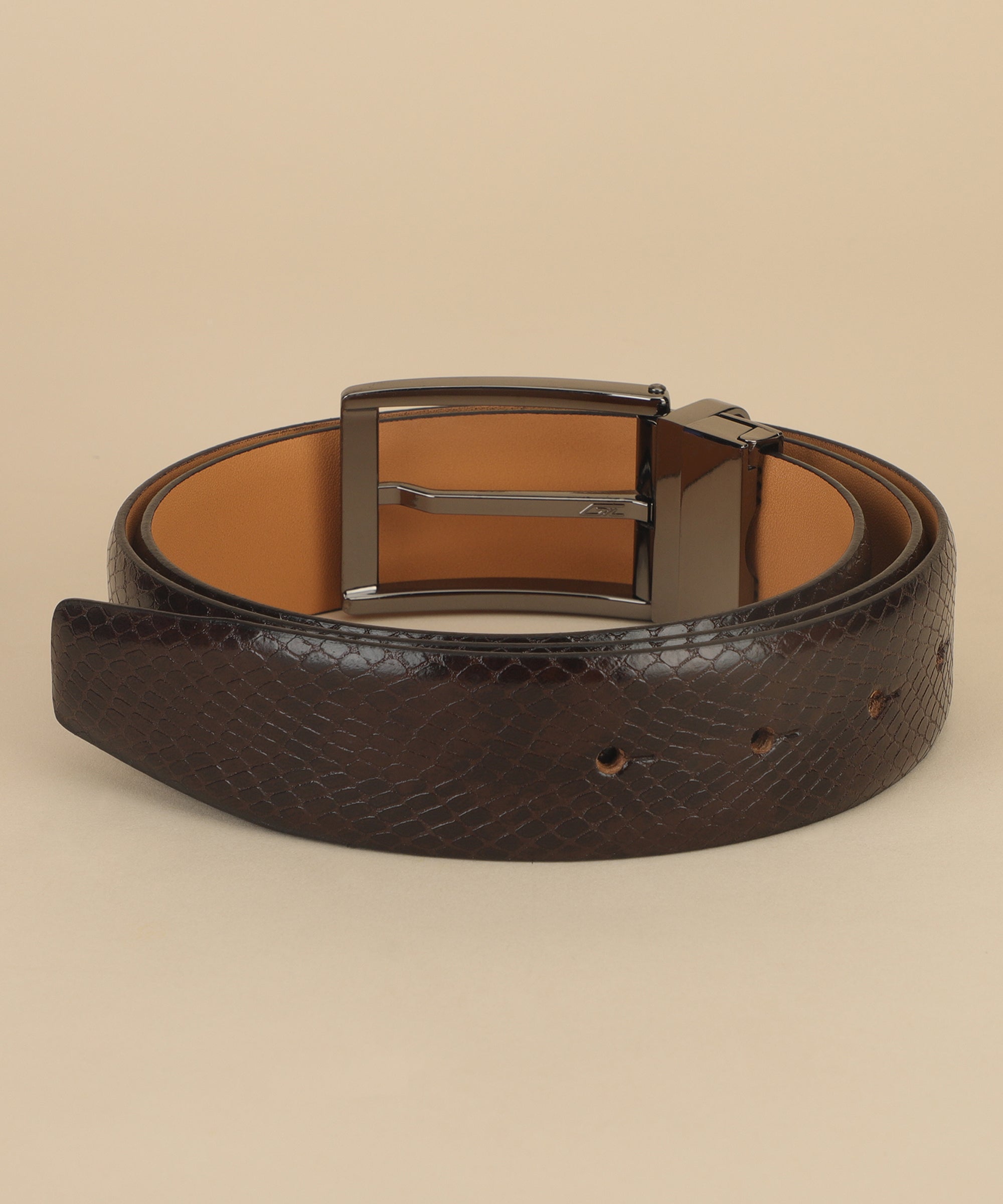 Tan Leather Belt, Wallet & Keychain Combo