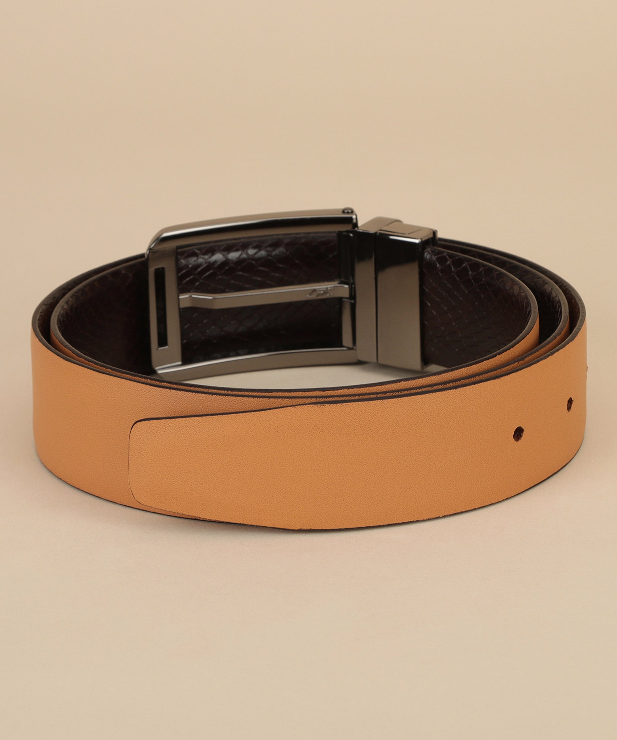 Tan Leather Belt, Wallet & Keychain Combo