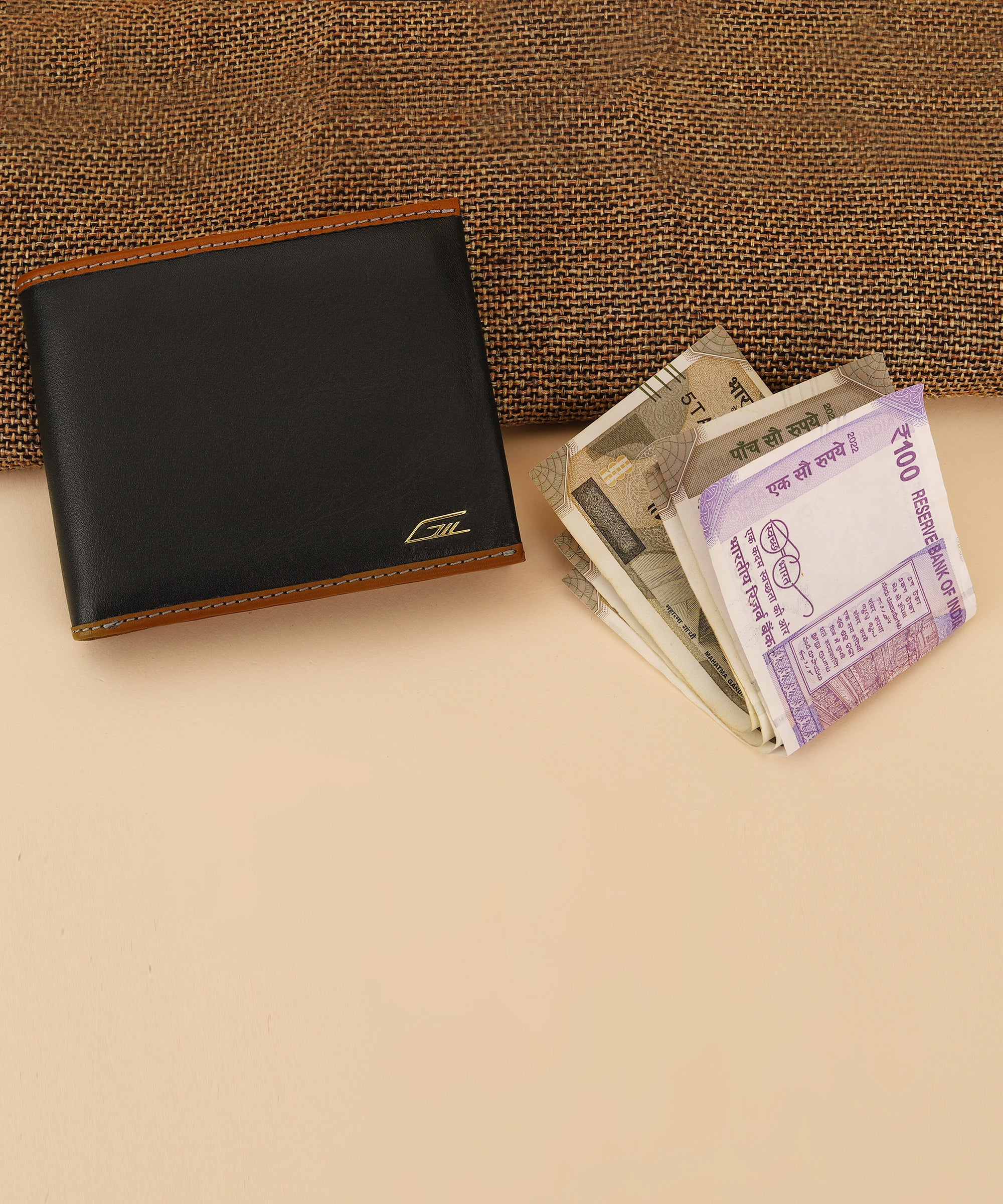 GIL Men's Black Leather Wallet | Photo-id & Over flap | FVOF-03
