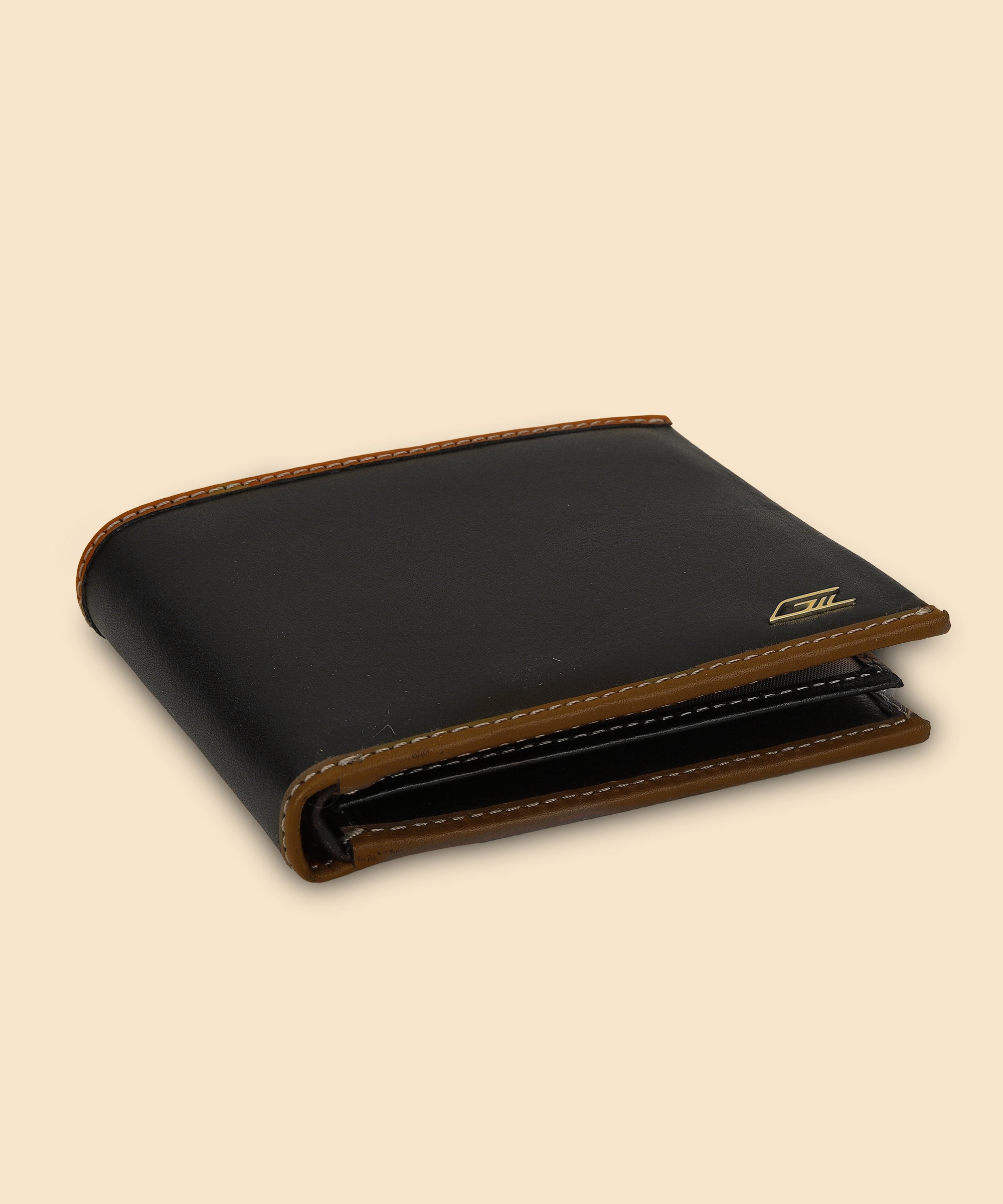 GIL Men's Black Leather Wallet | Photo-id & Over flap | FVOF-03