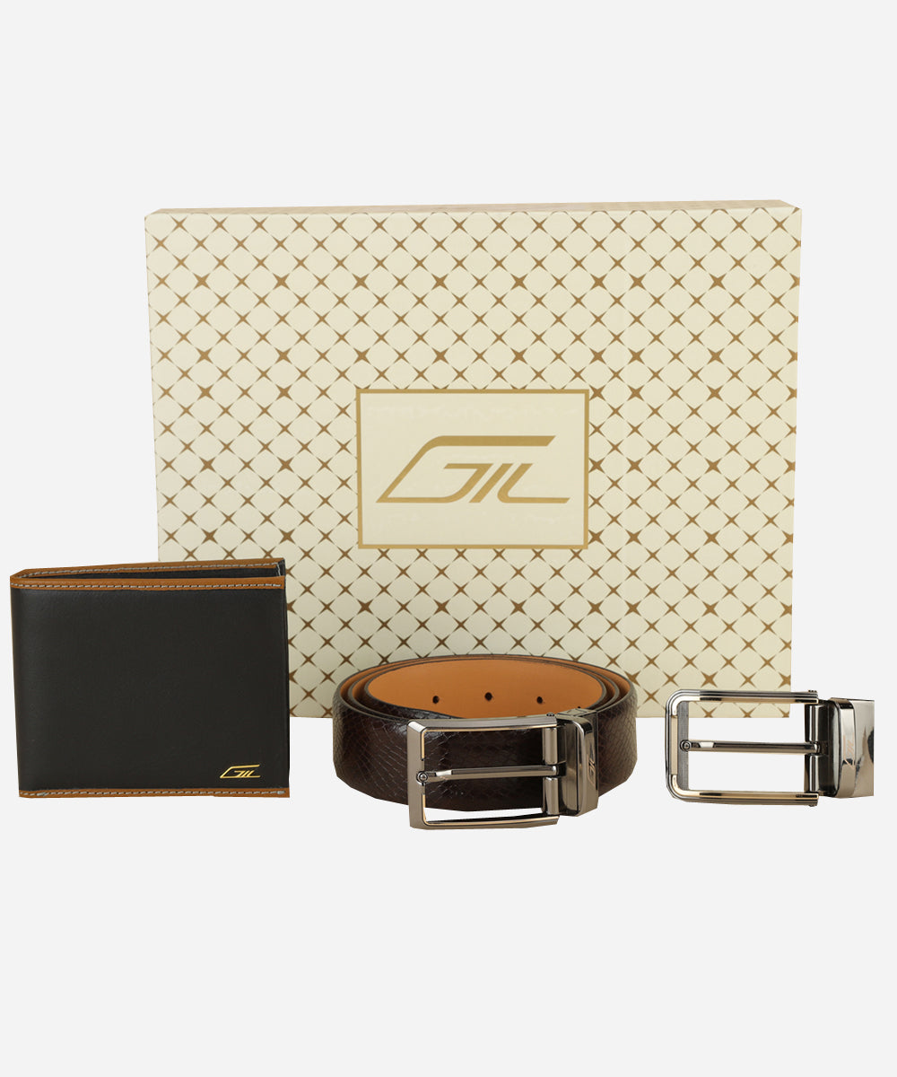 GIL Formal Leather Belt, Wallet Combo