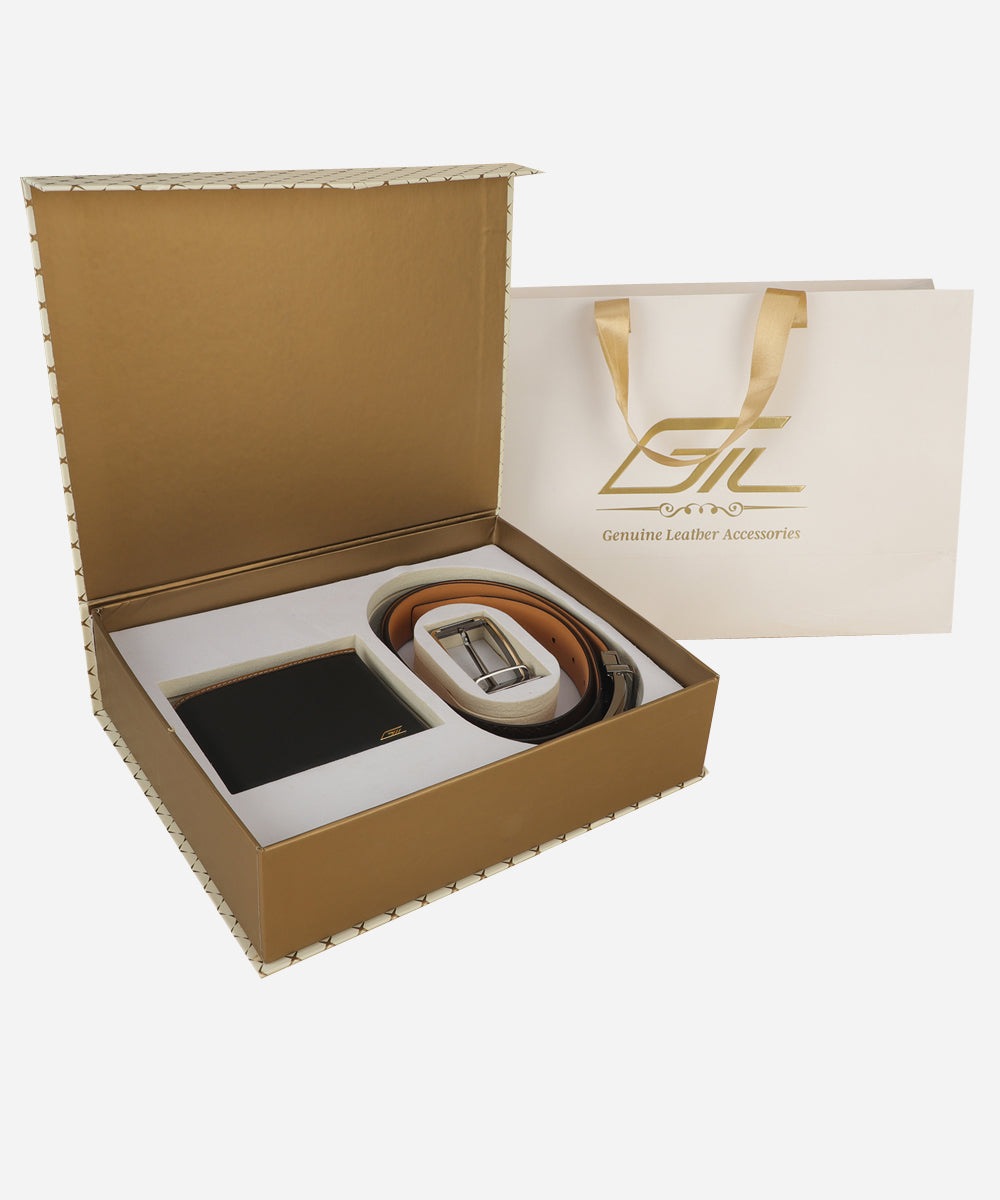 GIL Formal Leather Belt, Wallet Combo