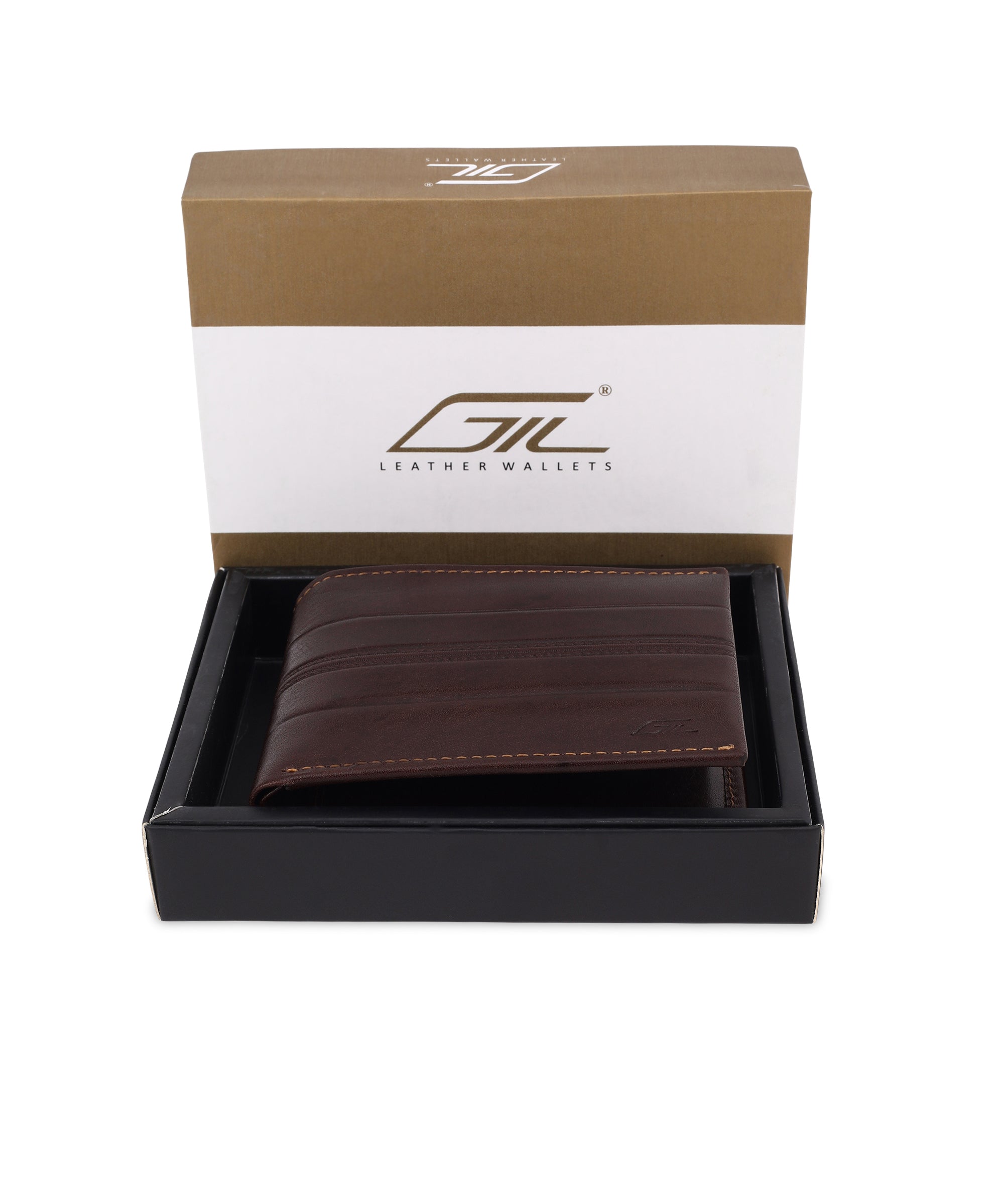 GIL Men's Bifold Leather Wallet with RFID | Embossed Full-Grain Leather