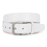 GIL White Feather-Edge Men's Leather Belt | Wrinkle-free