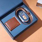 GIL Tan Leather Gift Set for Men | Belt, Wallet & Keychain