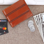 GIL Men's Bifold Leather Wallet with RFID | Embossed Full-Grain Leather