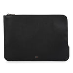 Slim black Spanish leather laptop sleeve for business and travel