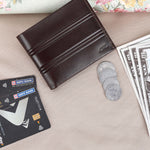 GIL Men's Bifold Leather Wallet with RFID | Embossed Full-Grain Leather