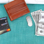 GIL Men's Bifold Leather Wallet with RFID | Embossed Full-Grain Leather