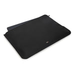 Premium Saffiano crosshatch leather texture on GIL laptop sleeve