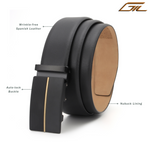 GIL Signature Auto-lock Men's Leather Belt | Wrinkle-free | With Leather Cleaning Cream