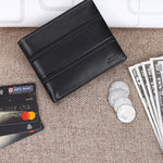 GIL Men's Bifold Leather Wallet with RFID | Embossed Full-Grain Leather