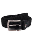 GIL Luxury Black Woven Stretch Men's Belt with Leather Detailing
