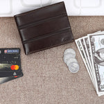 GIL Men's Bifold Leather Wallet with RFID | Embossed Full-Grain Leather