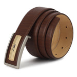 Signature Profile Men's Leather Belt | Wrinkle-free | Matte Silver Buckle