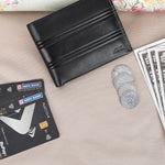 GIL Men's Bifold Leather Wallet with RFID | Embossed Full-Grain Leather