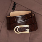 GIL Signature Profile Men's Leather Belt | Wrinkle-free | Matte Gold Buckle