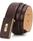 Signature Brown Profile Men's Leather Belt- Texas