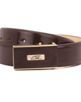 Signature Brown Profile Men's Leather Belt- Texas