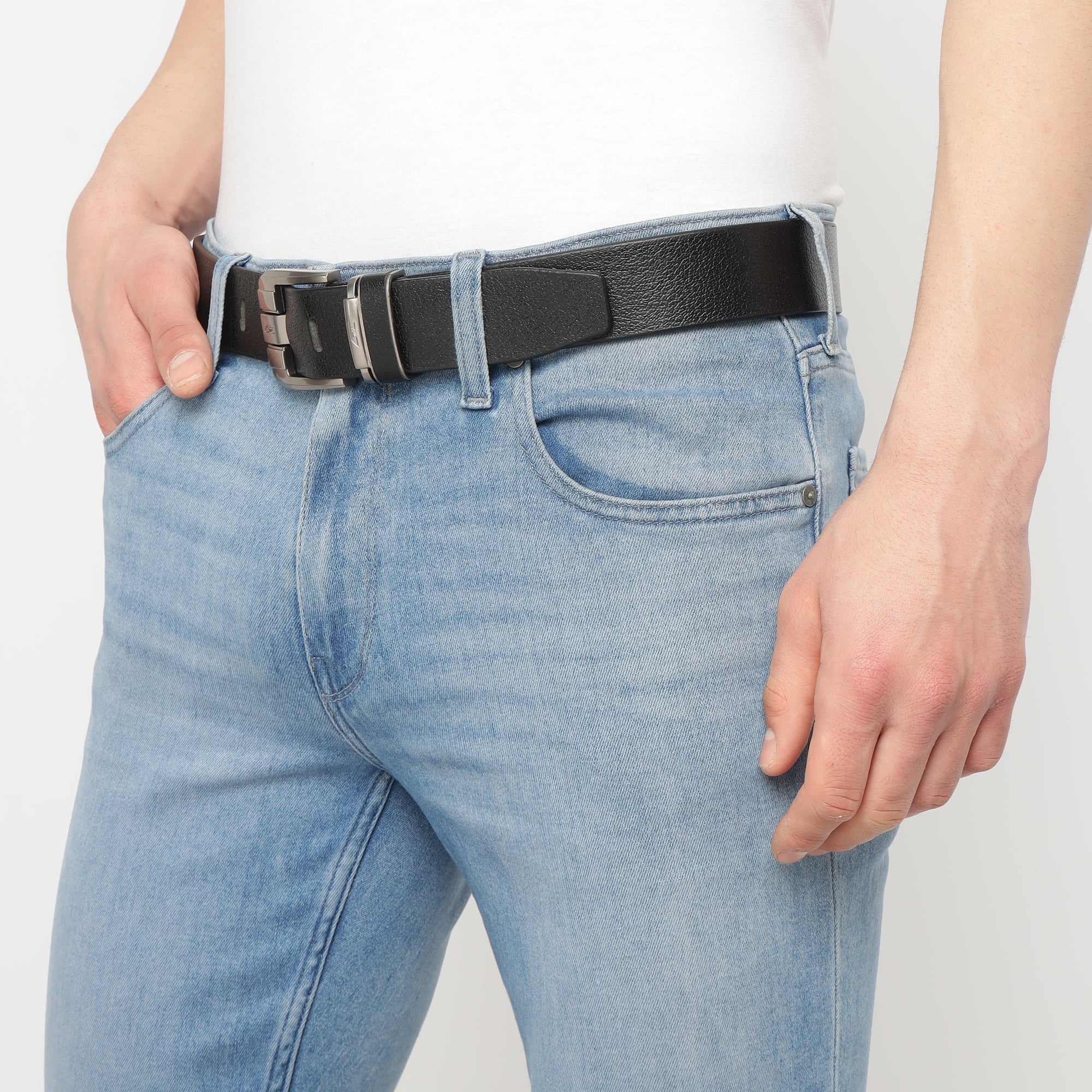 Casual Men&#39;s Leather Belt- Picasso Black