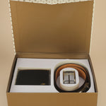 Tan Leather Belt, Wallet & Keychain Combo