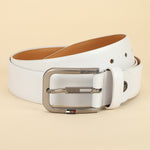GIL White Feather-Edge Men's Leather Belt | Wrinkle-free