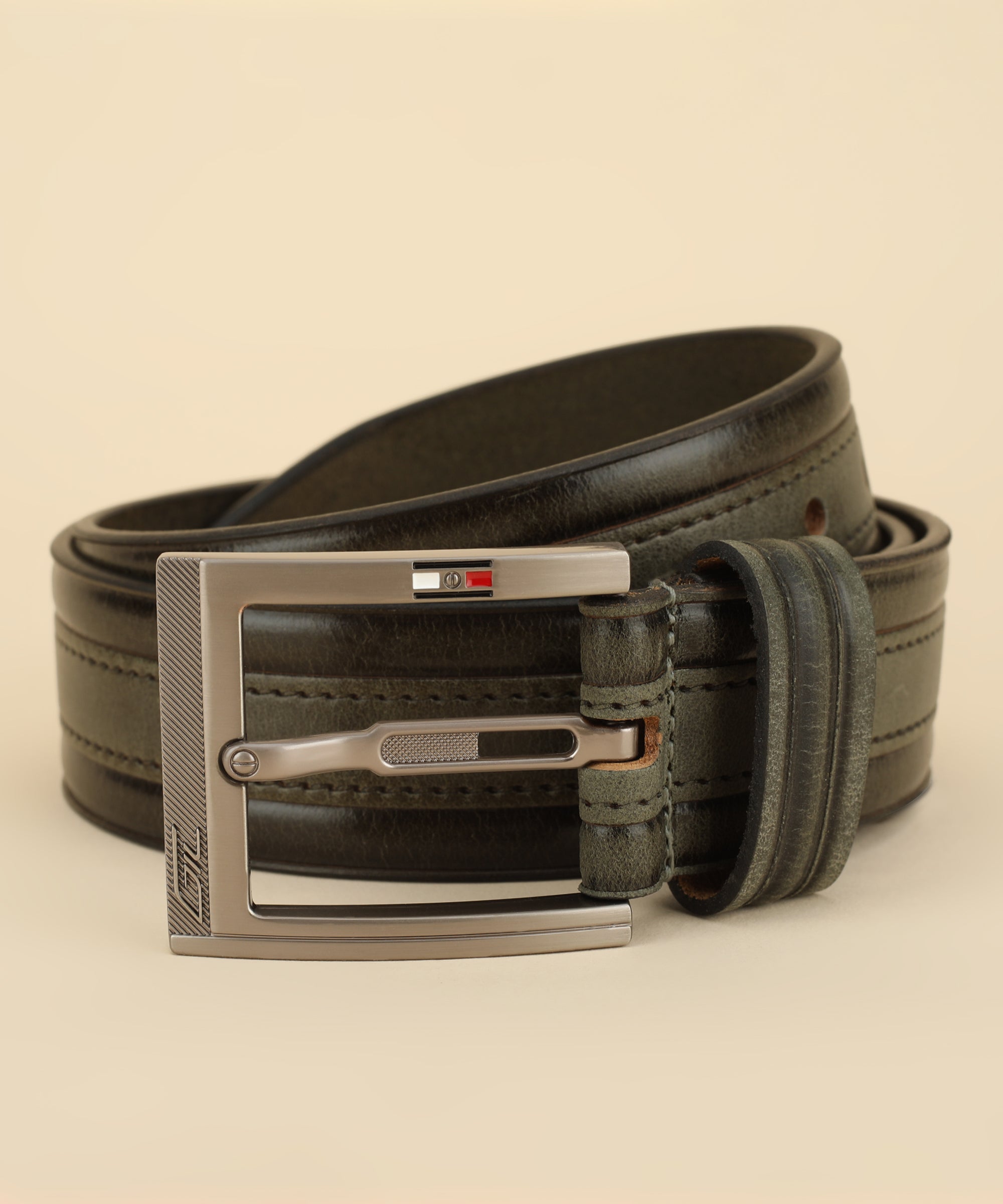 Casual Men&#39;s Leather Belt - G-1270 Olive