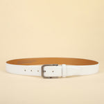 GIL White Feather-Edge Men's Leather Belt | Wrinkle-free