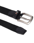 GIL Luxury Black Woven Stretch Men's Belt with Leather Detailing