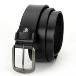 GIL Casual Men's Full-Grain Leather Belt with Antique Buckle | Waxy Marble